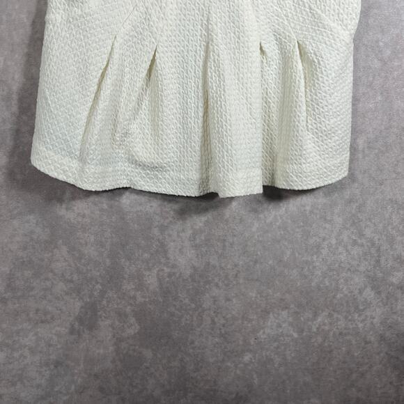 Anthropologie Postmark Blouse XXS Cream Textured Short Sleeve‎ Puff Shoulder - Picture 3 of 9